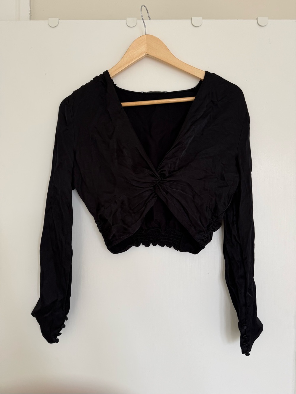 Zara V-Neck Satin Crop Top